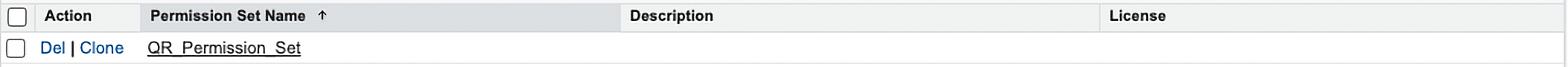 QR_Permission_Set listed on the Salesforce Permission Sets page