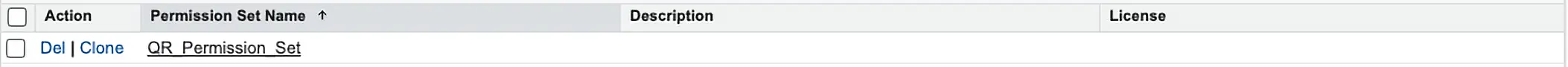 QR_Permission_Set listed on the Salesforce Permission Sets page